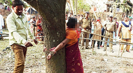 তুচ্ছ কারণে গাছের সঙ্গে বেঁধে অমানবিকভাবে বধূ নির্যাতন