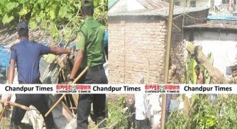 চাঁদপুর রেলওয়ের অবৈধ স্থাপনা উচ্ছেদে অভিযান