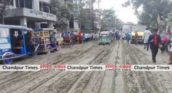 দু’দিনের বৃষ্টিতে চাঁদপুরের সড়কগুলোর বেহাল দশা