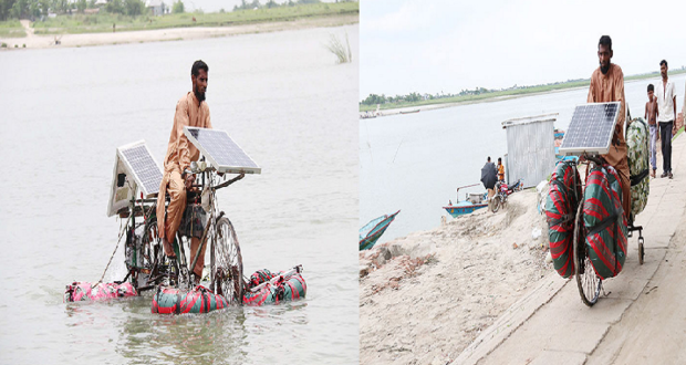 সাইকেল চালিয়ে পদ্মা পাড়ি দিলেন সাইফুল,স্বপ্ন আকাশে ওড়ার!