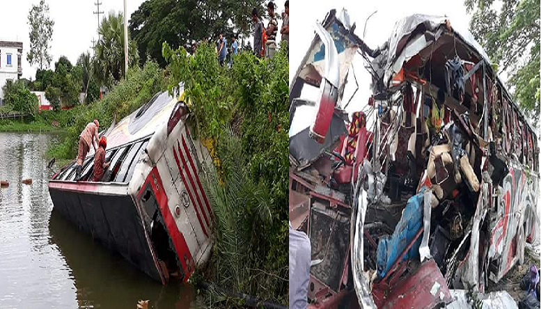 কুমিল্লায় যাত্রীবাহী বাস নিয়ন্ত্রণ হারিয়ে পুকুরে : নিহত ২