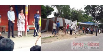 মতলবের আড়ং বাজারে সরকারি ভূমিতে অবৈধ স্থাপনা উচ্ছেদ