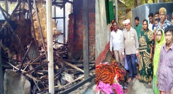 চাঁদপুরে বাগাদীতে বসত ঘরে আগুন : নিঃস্ব অসহায় পরিবার