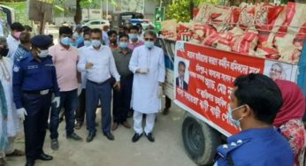 মতলবে গরিব-দুস্থের বাড়ি গিয়ে খাদ্যসামগ্রী পৌঁছাচ্ছেন এমপি রুহুল