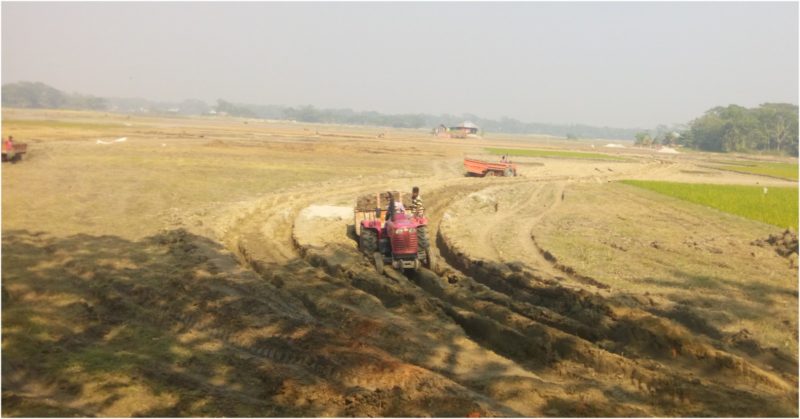 হাজীগঞ্জে ব্রিক ফিল্ডের একাধিক ট্রাকে মাটি কাটার মহাউৎসব চলছে