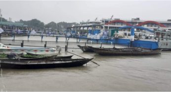 চাঁদপুর শহর রক্ষা বাঁধ হুমকির মুখে, বন্যার আশঙ্কা