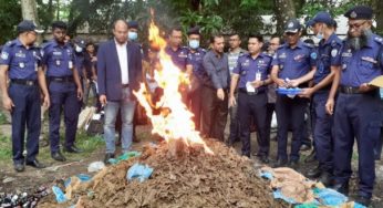 চাঁদপুরে বিপুল পরিমাণ মাদক আগুনে পুড়িয়ে ধ্বংস