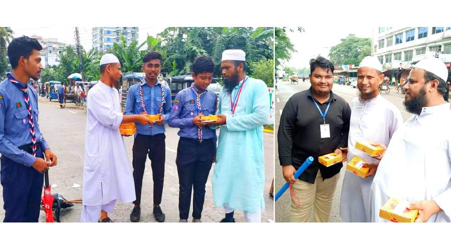 চাঁদপুরে ট্রাফিক নিয়ন্ত্রণ ও খাবার বিতরণে খেলাফত যুব ও ছাত্র মজলিসের কর্মীরা