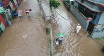 চাঁদপুরে টানা বৃষ্টিতে জলাবদ্ধতা, ভঙ্গুর সড়কে জনদুর্ভোগ চরমে