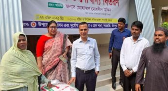 শাহরাস্তিতে দুস্থ-অসহায়দের মাঝে ঢেউটিন ও গো-খাদ্য বিতরণ
