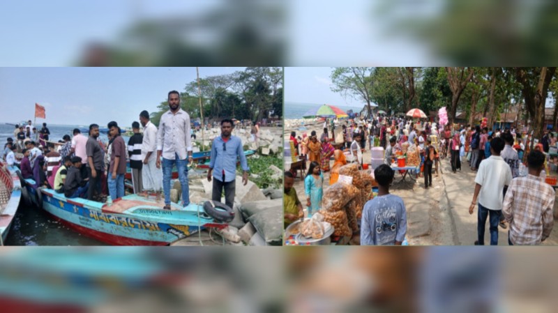 ঈদে দর্শনার্থীদের ঢল, উৎসবমুখর চাঁদপুরের ‘মিনি কক্সবাজার’ ঈদে দর্শনার্থীদের ঢল, উৎসবমুখর চাঁদপুরের ‘মিনি কক্সবাজার’