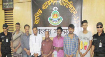 চাঁদপুর কুমিল্লা ও নোয়াখালি জেলায় অভিযান :  ৭ সদস্য আটক